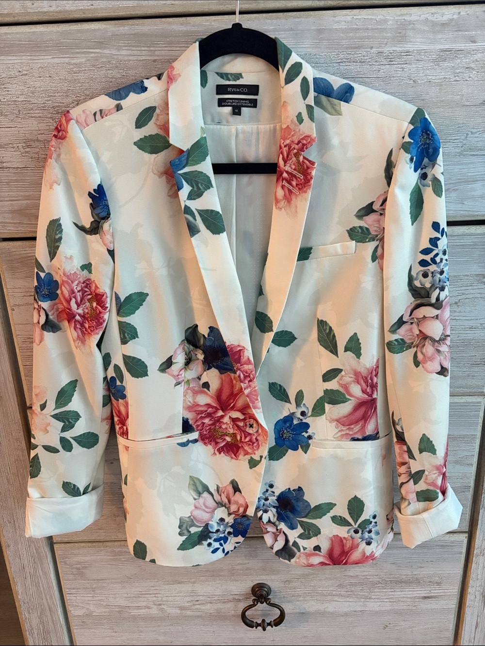 RW&CO Floral Ivory Blazer Jacket